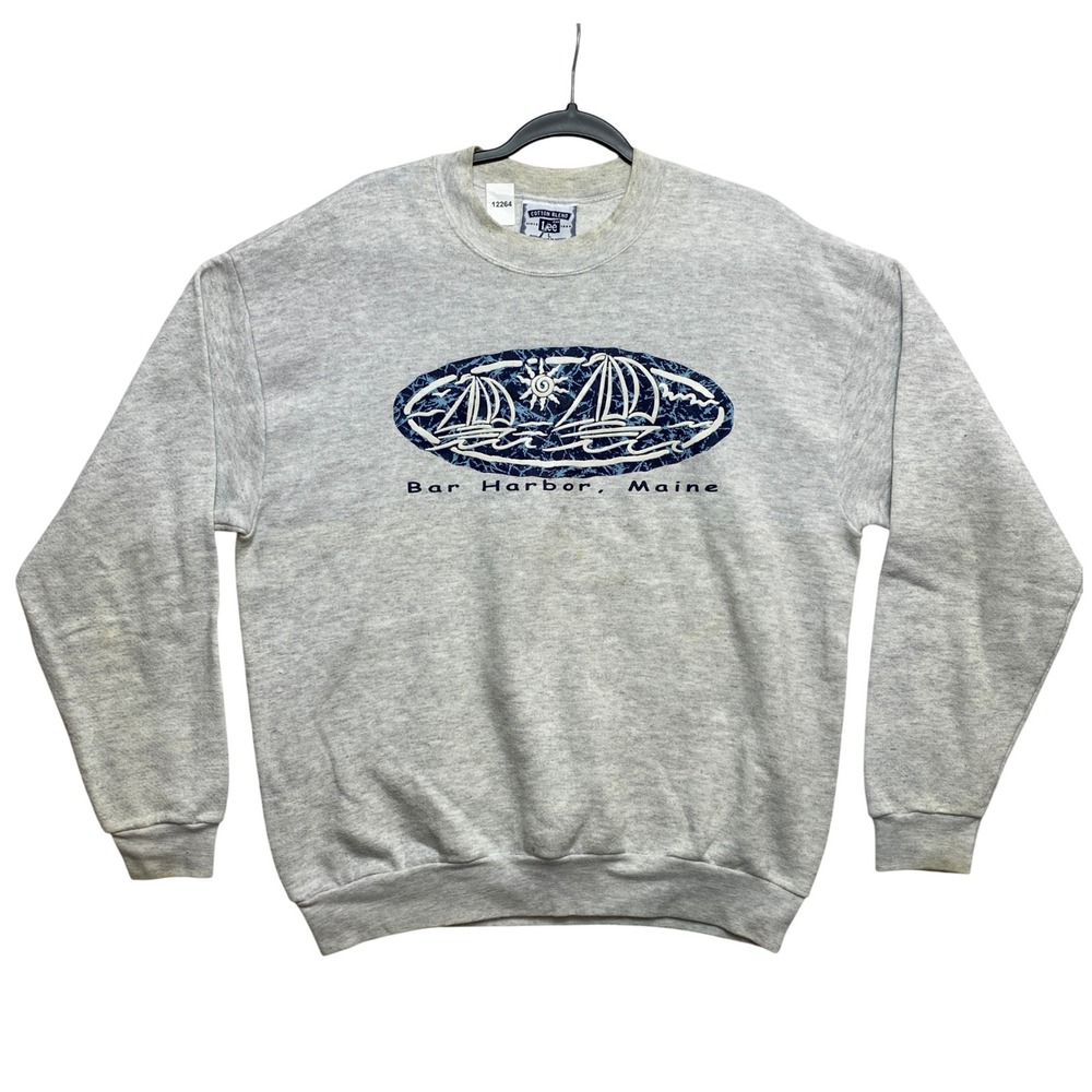 Bar Harbor Maine Sweatshirt Men Large Gray Nautical Graphic Pullover Lee